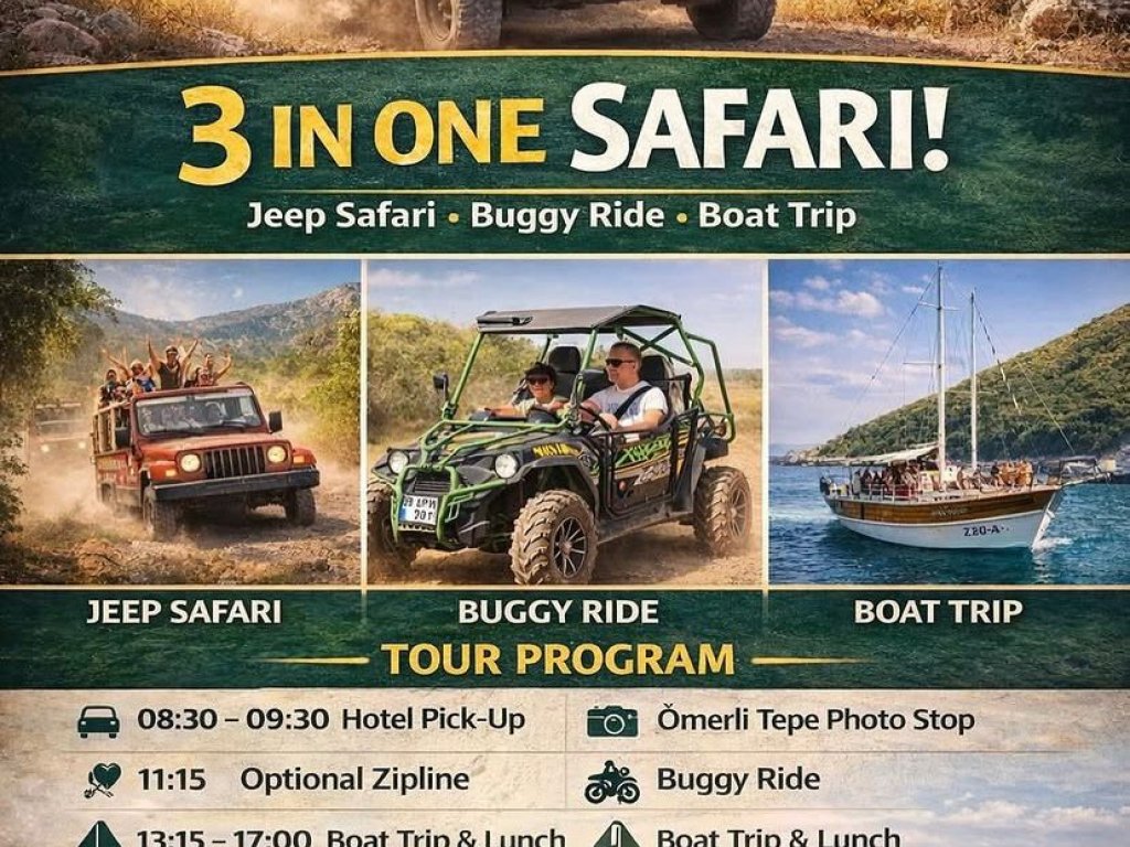 3'ü 1 arada Safari Turu